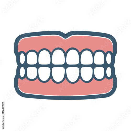 Cartoon illustration of dentures on a black background image