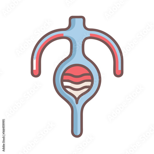 Stylized human reproductive system illustration on black background