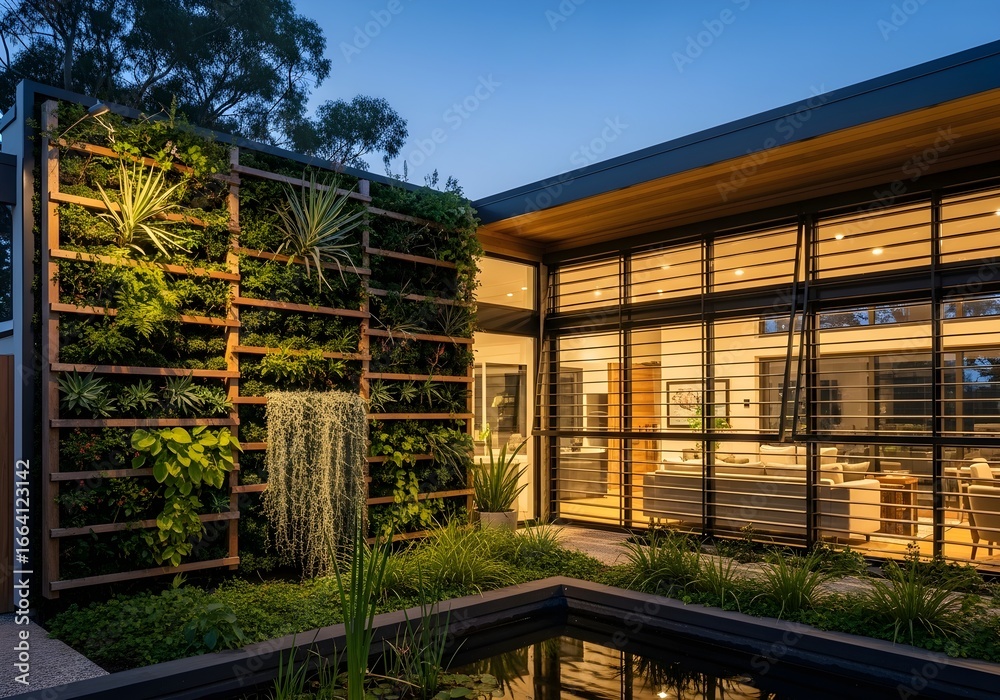 Obraz premium Biophilic Smart Home with Vertical Gardens