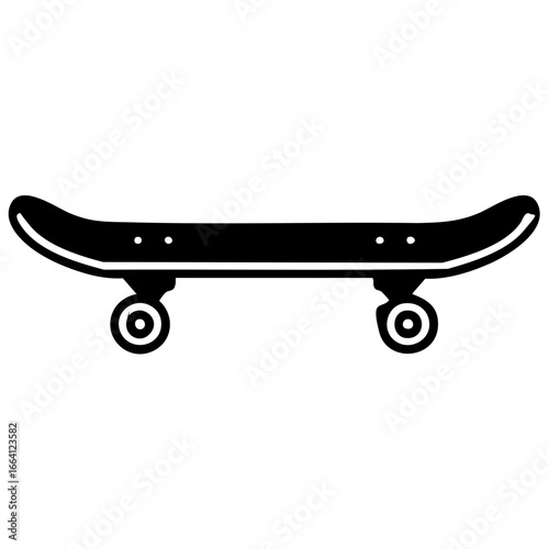 Minimalist monochrome skateboard logo featuring only the wheels and deck