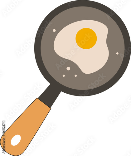 Flat Style Frying Sunny Egg Illustration