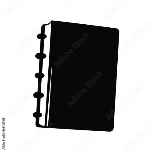 Silhouette of a closed black spiral notebook perfect for sketches or notes