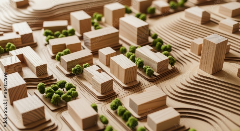 A detailed architectural model showcasing a modern city design with ...