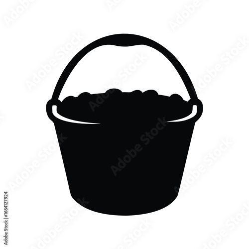 Illustration of a black bucket filled to the brim with contents