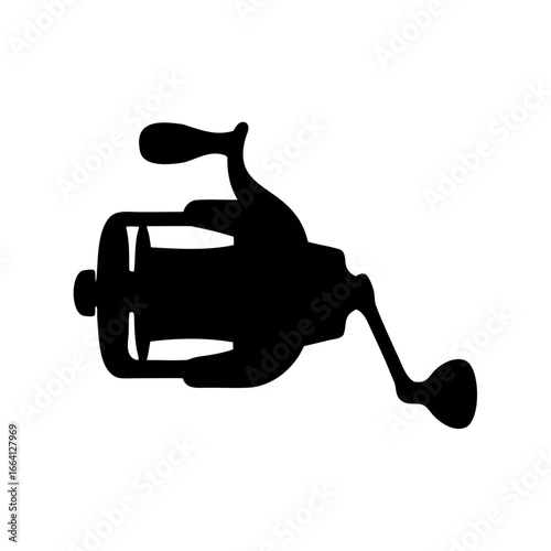 Silhouette of a fishing reel, an essential tool for angling enthusiasts