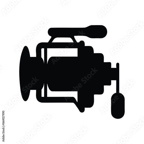 Silhouette of a vintage film camera, a symbol of old school cinema