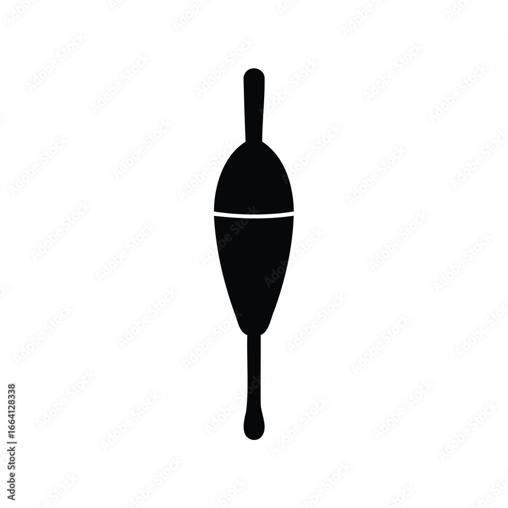 Obraz premium Black and White Graphic Silhouette of a Fishing Float with Detailed Segmentation