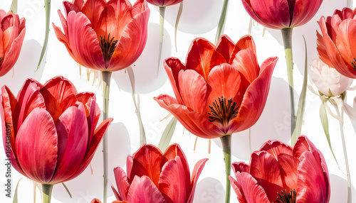 An elegant design of watercolor tulips, perfect for textiles or wallpaper.