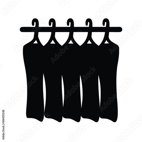 Five Pieces of Clothing Hanging in a Wardrobe, Minimalist Fashion Illustration