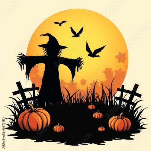 Halloween background with pumpkin and bats, halloween, pumpkin, moon, bat, night, autumn, vector, horror, holiday, spooky, illustration, dark, cat, scary, silhouette, celebration, tree, orange, cartoo