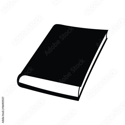 Black hardcover book illustration with simple design on a white background