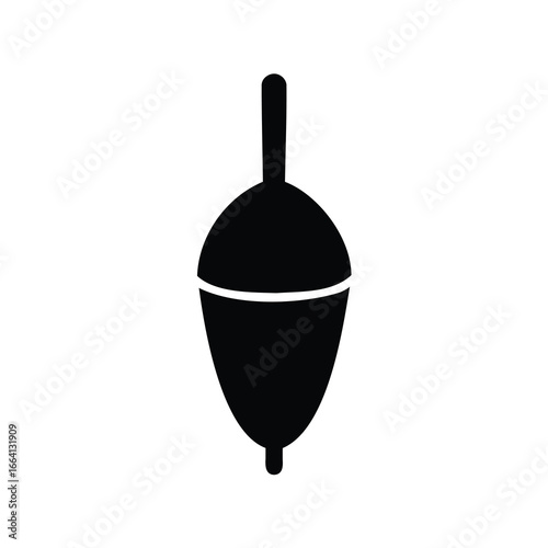 Simple and Iconic Black Fishing Float Symbol on a White Background