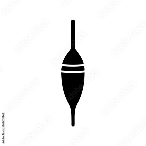 Black Fishing Float Bobber Vector Icon Illustration for Angling, Outdoor Sports, and Recreational Fishing Activities