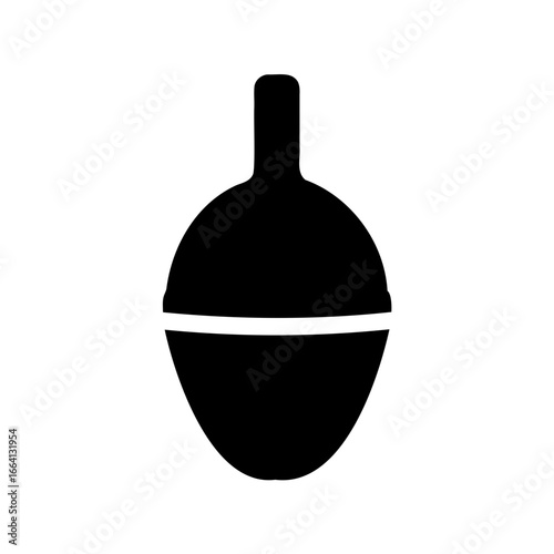 Black and white fishing bobber or float vector icon, simple graphic illustration for fishing, outdoor sports, and hobby designs