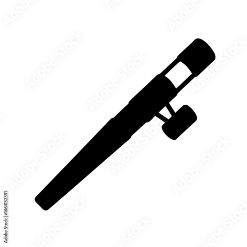 Black silhouette vector icon of a police baton or nightstick, a simple graphic element for law enforcement, security, and authority concepts.