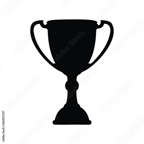Black and white silhouette of a classic trophy cup, symbol of victory