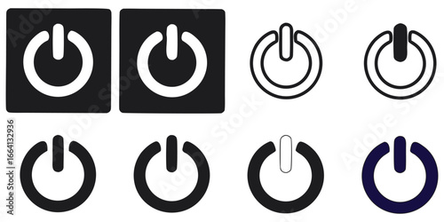 Discover versatile power button icons, from solid fills to clean outlines, perfect for any digital interface or design project needing a modern touch.