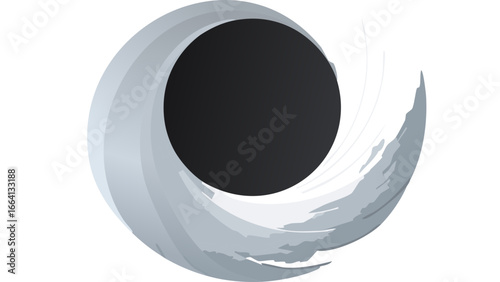 Abstract Black Circle with Smooth Gradient, Minimalist Shape Illustration