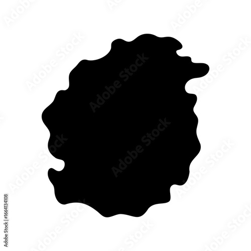 Abstract black ink blot isolated on white background - A black ink blot with irregular edges on a white background, ideal for design, art textures, or abstract creative projects.


