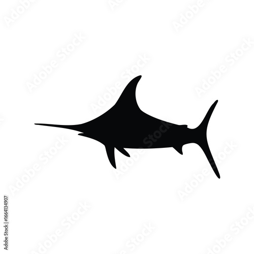 Silhouette of a large swordfish, a predator in the ocean environment