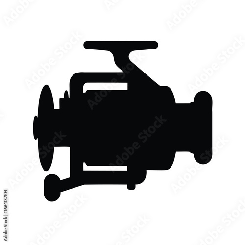 A Detailed Silhouette of a Fishing Reel, Showing the Mechanical Components