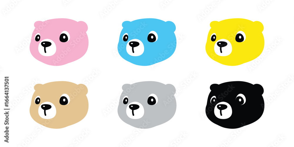 Fototapeta premium Bear polar icon face head vector colorful pastel teddy pet cartoon character logo symbol illustration clip art isolated