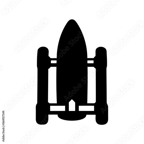 Black and white top down view of a rocket sled design