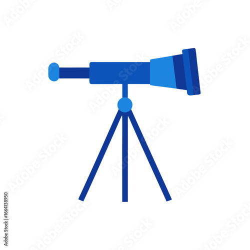 Blue telescope on tripod vector graphic for astronomy and science illustration