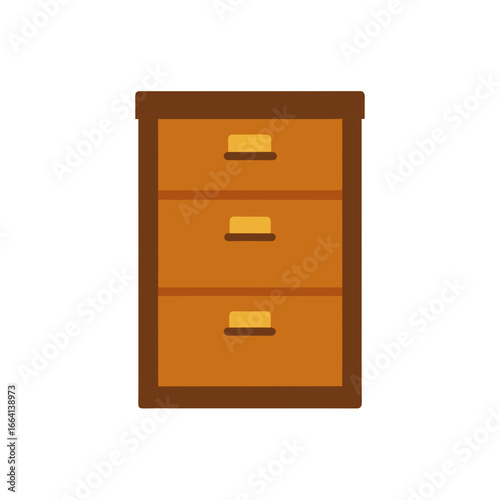 Small brown filing cabinet vector illustration scalable graphic icon for office and storage