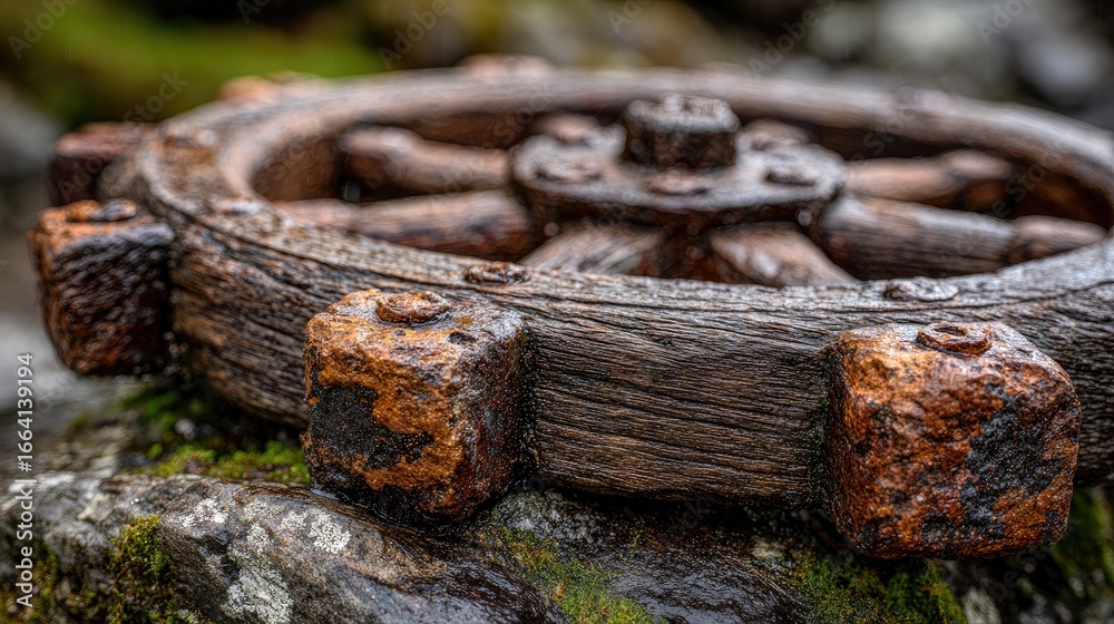 Fototapeta premium Carved Stone Wheel Artifact Close Up