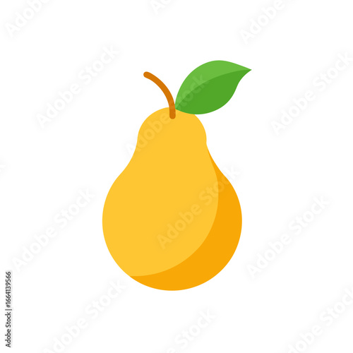 Golden pear with green leaves vector illustration for scalable graphic design projects