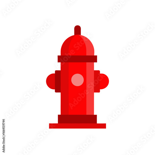 Vibrant red metallic fire hydrant vector graphic for safety and urban design