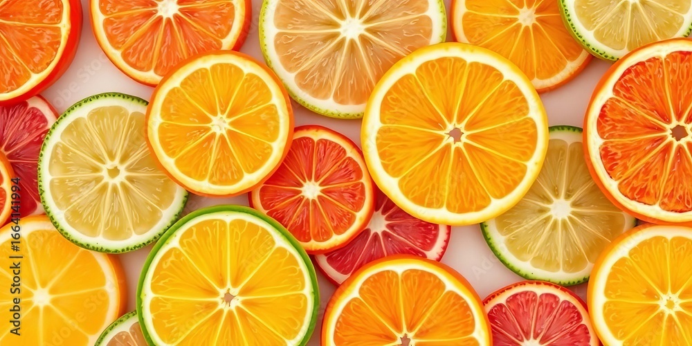 Obraz premium Vibrant citrus slices, seamless pattern background, design element, orange