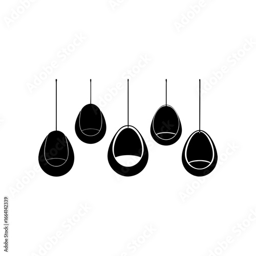 5 different hanging egg chair silhouette vector ic