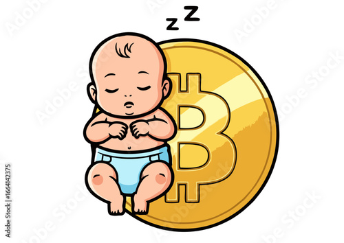 A serene and adorable newborn sleeps soundly next to a gleaming golden coin, embodying the concepts of potential, new beginnings, future prosperity, and the quiet growth of value
