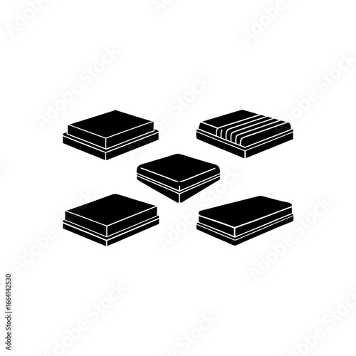 5 different mattress silhouette vector icons set o