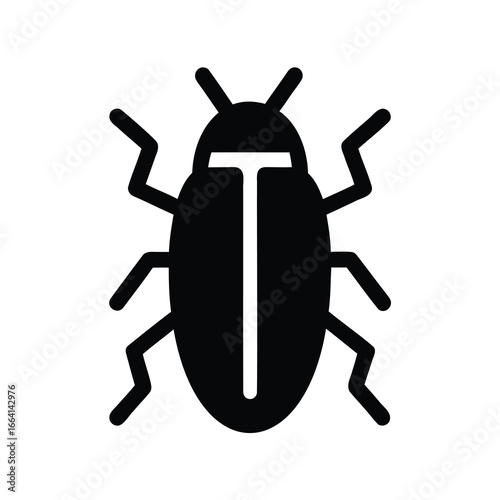 Silhouette of a black insect icon with stylized legs and antennae
