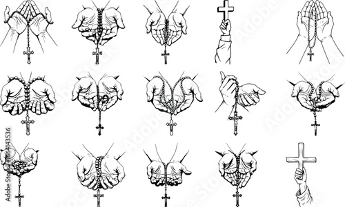 "Tribal and Decorative Cross Tattoo Design Set"