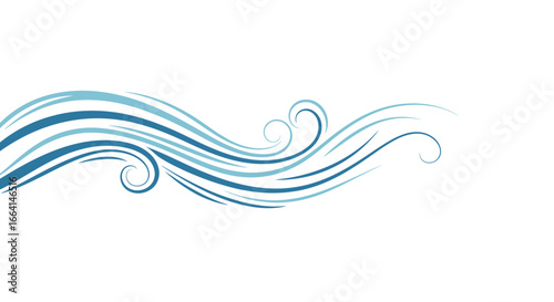 Abstract stylized waves design, flowing lines, elegant curves, blue hues, water-like pattern.