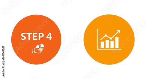 Step 4 Iconography Hand with Pie Chart & Growing Graph - Business Process Visuals