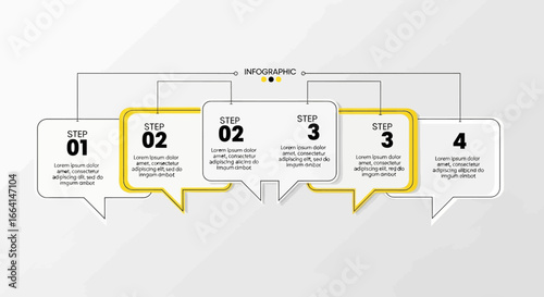 Creative business process diagram with four sequential options or stages in a minimalist style for presentations