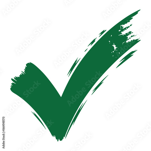 Stylized Green Check Mark with Brushstroke Texture Symbolizing Approval Validation and Positive Affirmation with a Hand Drawn Aesthetic