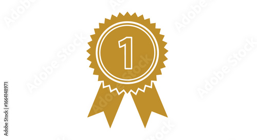 A golden award ribbon with the number one, signifying first place and achievement.