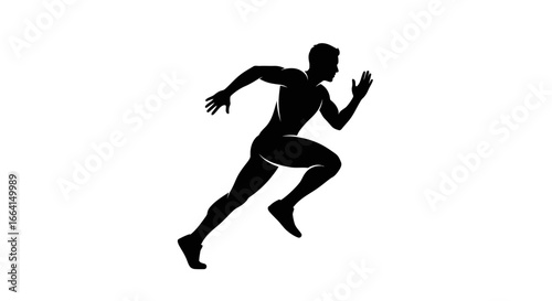 A dynamic silhouette of a male runner in mid-stride, showcasing athleticism and speed.