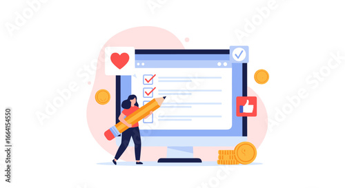 Creative checklist management for digital project success with engaging engagement metrics and financial growth potential