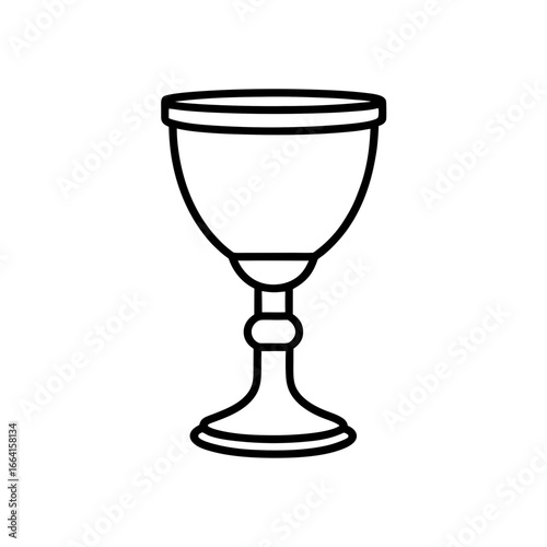 Illustration of a simple chalice with a thin black outline on transparent background