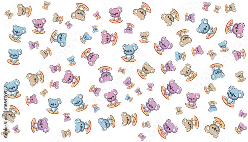 Surfing Koala Cartoon Pattern Vector