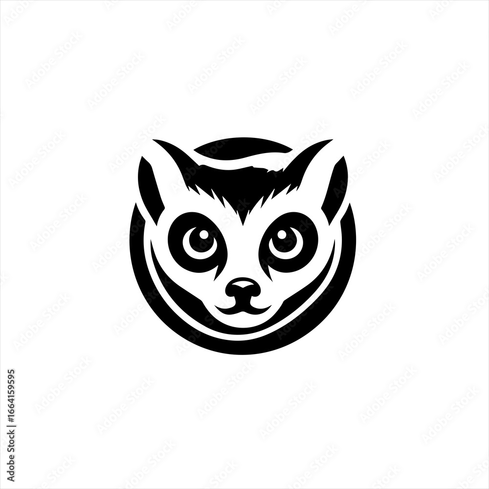 Fototapeta premium Stylized black and white lemur face logo design