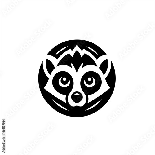 Stylized black and white raccoon face logo icon