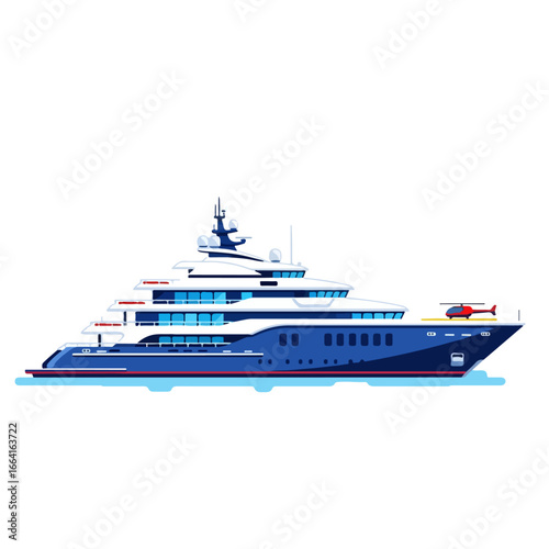 luxury yacht with helicopter landing cruising on turquoise water showcasing wealth ideal for travel blogs upscale lifestyles and coastal adventures.
